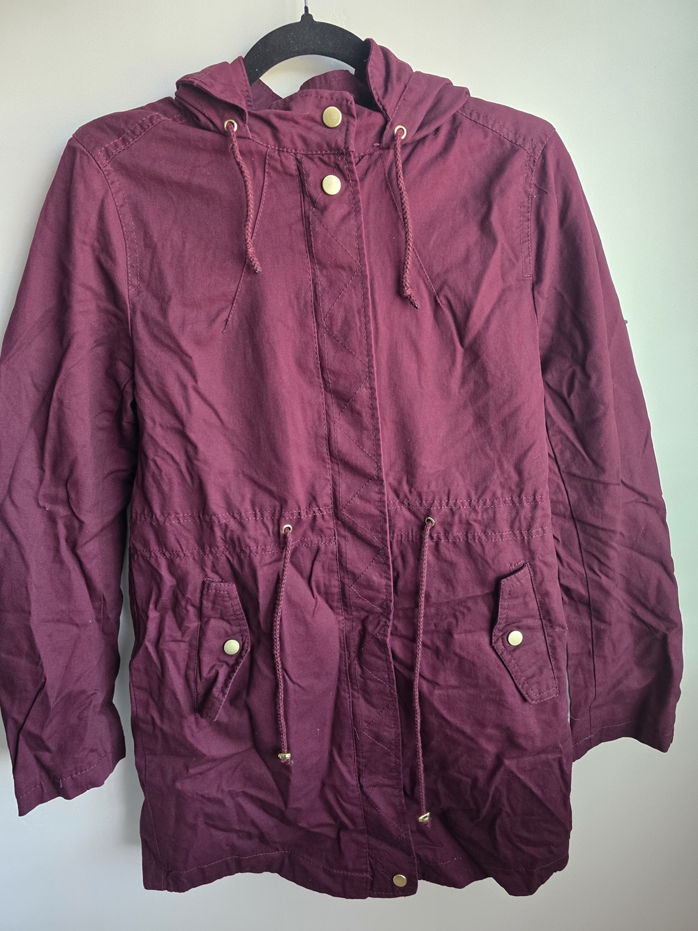 Ambiance Hooded Utility Jacket in Burgundy
